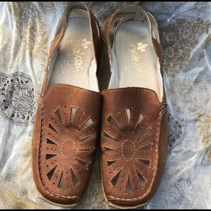 Rieker Sling Back Perforated Flats Size 42